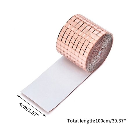 Spegelmosaik Kakel Klistermärken DIY Självhäftande Mini Fyrkantig Akryl Roséguld 4*100cm