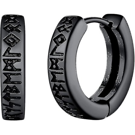 Norse Viking Runes Hoop Earrings för män och kvinnor 12mm Huggie Hoops med delikat presentförpackning_fs