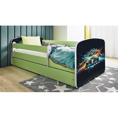 Kocot Kids Barnsäng - Babydreams Grön Med Låda - Race 160x80 Cm - Litenleker