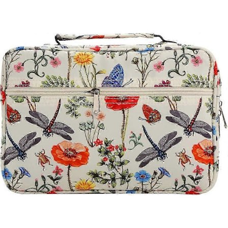 Bibeltrekk for kvinner, Bibelbæreveske med glidelåslomme, Twill Oxford Bibelveske Bokveske for standard størrelse Bibelbok (Dragonfly Beige)