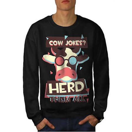 Cow Joke Herd Cool Men Blacksweatshirt