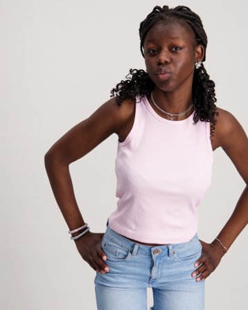 LMTD NLFHINAJA CROP SOLID TANK TOP Rose Hauts et chemisiers Fille - Kids Brand Store
