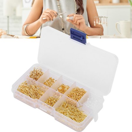 Earring Craft DIY Ear Hook Tail Chain Jump Ring Kit Jewelry Making Accessories Parts Gold