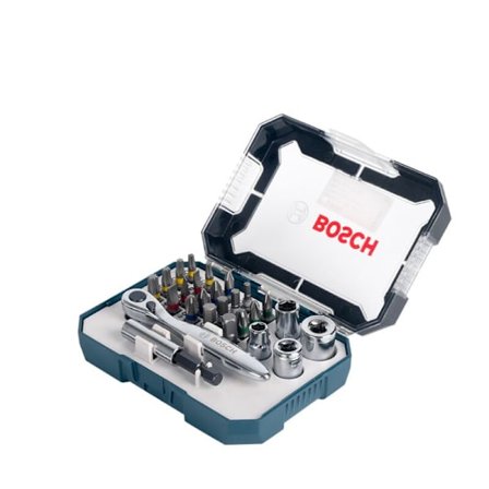 TRIO 26-delad spärr- och skruvmejselbitssats (extra hård skruvmejselbit, borr-/skruvmejseltillbehör och skruvmejsel)