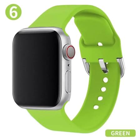 Mjuk silikonrem för Apple Watch Band 41mm 45mm 38mm 42mm 40 41mm Smart Watchband Armband För iWatch Series 9 8 7 6 5 4 3 Se Green 38 40 41 mm S-M