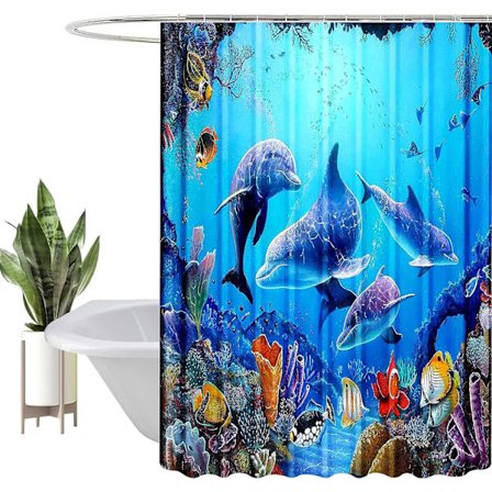 Vandtæt bruseforhæng i kraftig polyesterstof, 3D-mønster