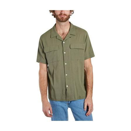 Knowledge Cotton Apparel Wave Crinkled SS shirt Gots certified Grøn, Herre Skjorter