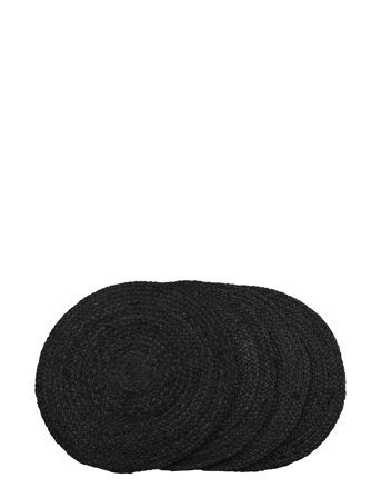 House Nordic Rina - Placemat In Braided Jute, Dark Grey, Ø38 Cm, Set Of 4 - Black - 38X38X0.5CM