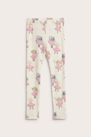 Kappahl | Mönstrade ribbade leggings | Offwhite