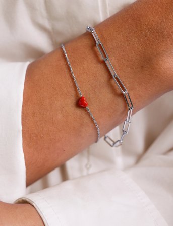 Design Letters Chunky Square Link Chain Large Bracelet - Silver - Silver - ONE SIZE