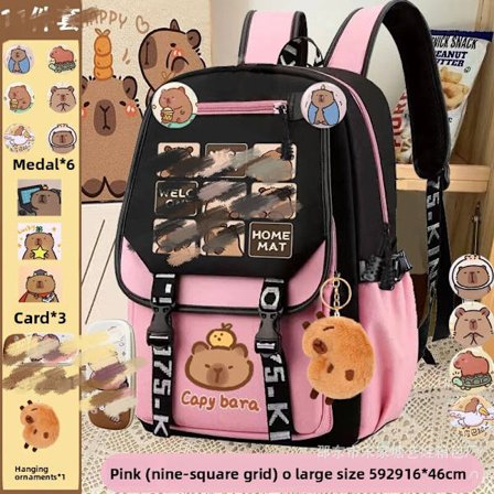 Kapibala rygsæk til drenge og piger, letvægts tegneserie capybara, stor kapacitet rygbeskyttelses rygsæk til børn