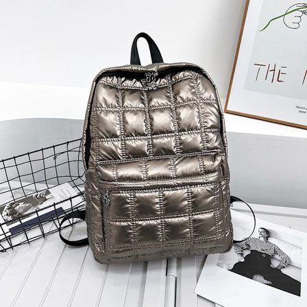 Space bomuldsrygsæk til kvinder, ny koreansk mode diamant-syet designer skuldertaske stor kapacitet skoletaske