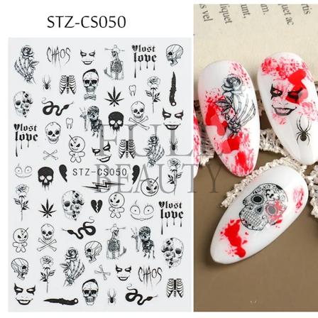 Halloween Nagel Klistermärken Svarta Katt Spöken Spindel Webbdesign Decals Holographic Själv-Adheiva Slider Manikyr Konst Och Dekoration STZ-CS050