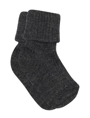 mp Denmark Wool Rib Baby Socks - Black - 25/28