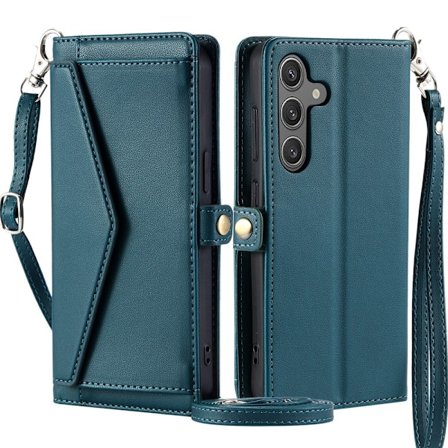 SKALO Samsung A56 5G PU-Nahkakotelo Lompakkokotelo - Vihreä