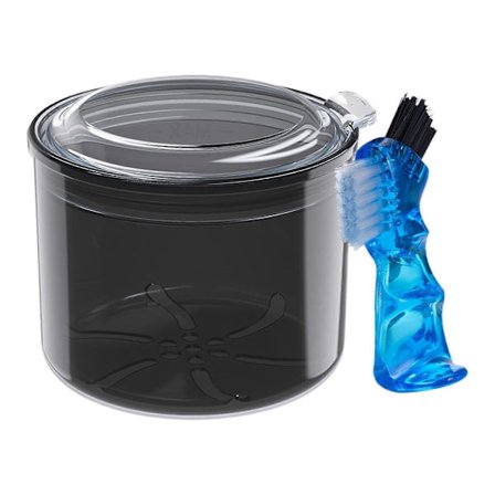 Tandprotesebeholder i rejsestørrelse med si-kurv, tandproteseholder, rengøringsetui, tandproteseæske til rengøring på rejser (FMY)