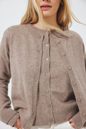 Premium Selection Knitted Cashmere Cardigan - Premium kvalitet - Beige - XL (EU 46)