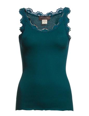 Silk Top W/ Lace T-shirts & Tops Sleeveless Grön Rosemunde