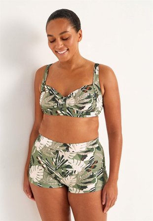 Cellbes of Sweden - Bøjleløs bikini-bh Brighton i kakigrøn / mønstret til damer i størrelse 75D/E