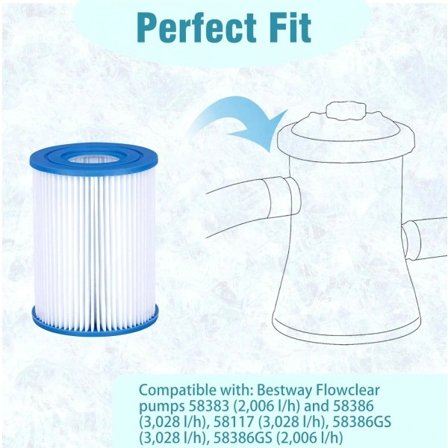 Bassengfilter for filterpatron type II, filter for basseng og spa type 2, bassengrengjøringsfilter, 2 filter
