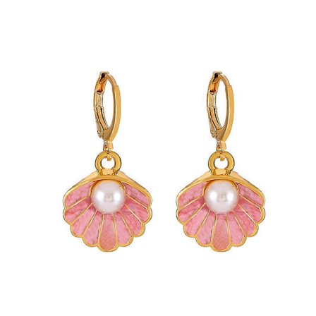 1 stk. Säckelhængende Ørering Strandelsker Gaver Kammusling Ørering Emalje Blå Säckel Smykker Gaver til Kvinder Piger