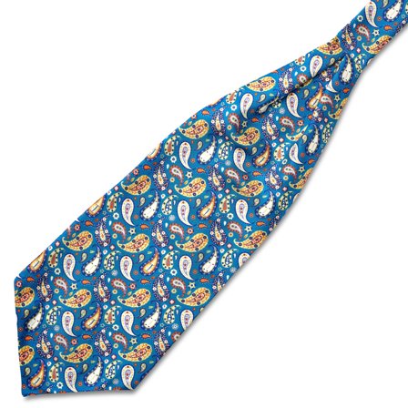 Virtuo | Blue and Yellow Paisley Silk Ascot for Men - Cravats