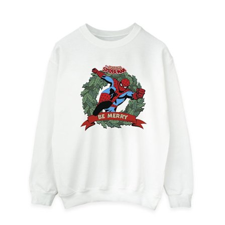 Spider-Man Herr Be Merry Sweatshirt L Vit