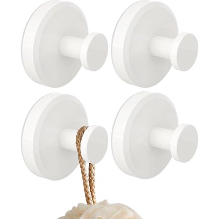 4 stk. kroge med vakuumsuger, kraftige vakuumkroge, håndklædeholder, genanvendelig, sugekop hængekrog, hvid