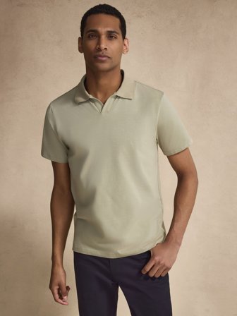 John Henric Men's Light Green Fitted Open Collar Polo Shirt Size XXL
