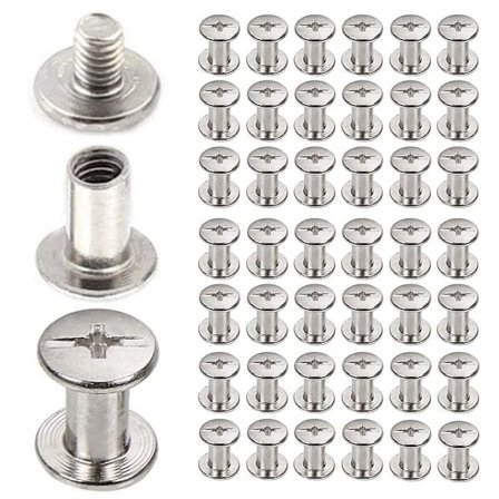 45 sæt Chicago skruer 304 rustfrit stål skrue post binding skrue læderskrue til DIY læder bogbinding taske dekoration (5x12