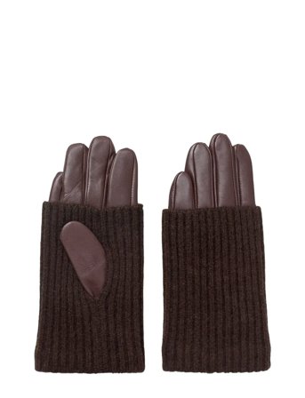 DAY ET Day Leather Knit Glove - Brown - 6.5