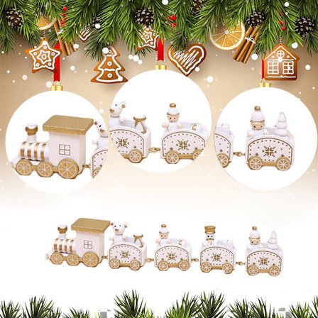 Juletog Malet Træ Juledekoration Børnegave Legetøj, Mini Pynt til Festival Gave