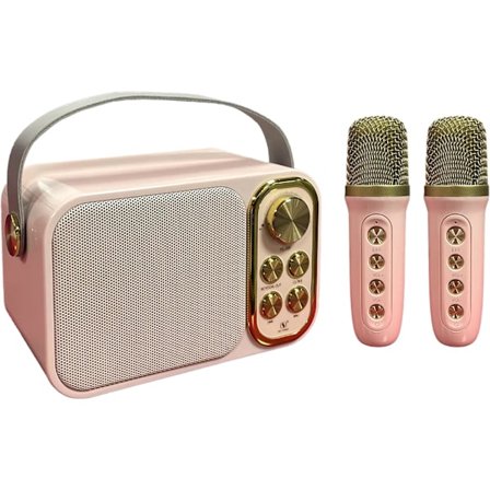 Mini Karaoke-maskine til voksne og børn, bærbar Bluetooth Karaoke-højttaler med 2 trådløse mikrofoner til tv, hjemmefest, gave til hjemmet