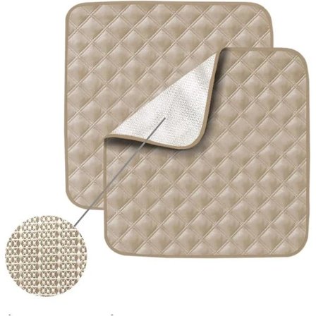 2-pakning vaskbare seteputer (21 x 22 tommer) for inkontinens - beskyttelse for eldre, voksne, barn eller kjæledyr (beige)