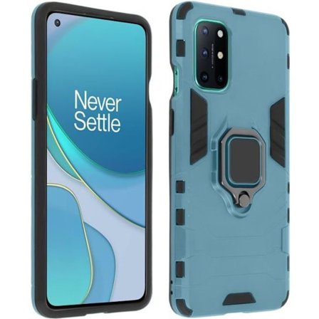 Coque - OnePlus - 8T - Iskunkestävä - Metallirenka - Videotuki - Sininen