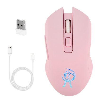 2.4G Stille Trådløs Lade Mus Rosa Vakker Jente Gaming Mus Fargerik Glødende Gaming Mus for PC Gaming Kontor - Perfet