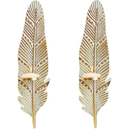 2 stk. Væglampe Lysestage, Vægmonterede Metal Lysestager, Lysestage Vægkunstindretning til Hjemmet (FMY)