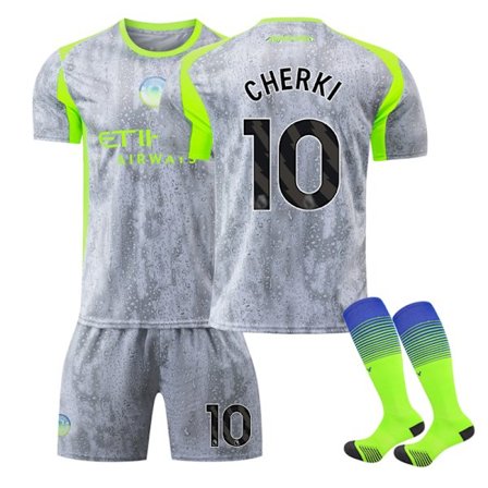25-26 Manchester City F.C. Bortedrakter Tredje Sett NO.10 CHERKI Barn Voksen Fotballutstyr med Sokker NO.10 NO.10