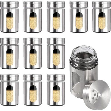 12-pak Krydderiglas Opbevaringsbeholdere Sæt Rustfrit Stål Krydderikrukke W