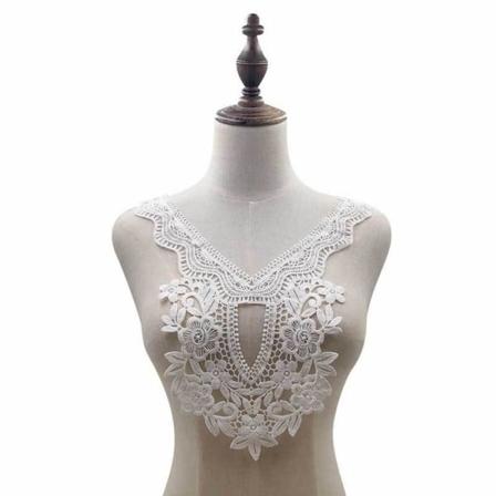 Spets falsk krage Elegant broderi Avtagbar blus 3D Hollow Half-skjortor