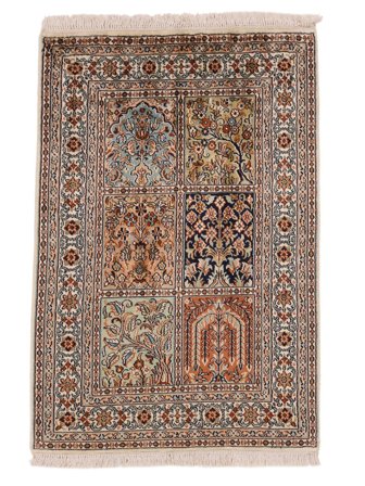 Tappeto Orientale Kashmir Puri Di Seta 63X91 Marrone/Arancione (Seta, India)
