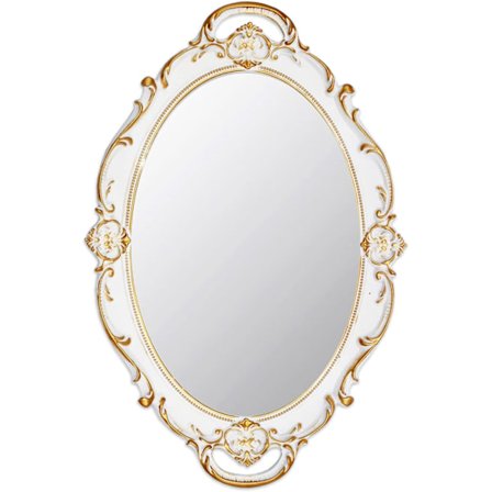 14,5 x 10 tommer Ovalt Antikt Dekorativt Vægspejl Vintage Hængespejl (Hvid)