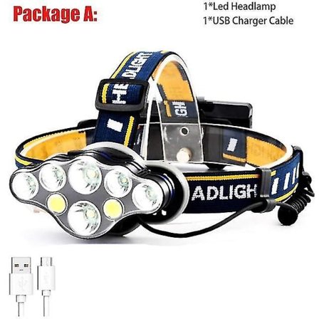 LED-strålkastare Uppladdningsbar T6 COB 8 lägen Strålkastare Lampor 6000 Lumen Ficklampa |Strålkastare