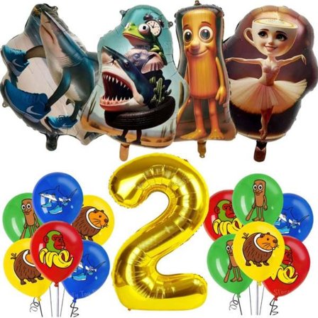 Italiensk Brainrot Tung Tung Sahur Tralalo Barnebursdagsfest Tilbehør Ballong Servise Kopp Tallerken Banner Leketøy Gave Dekorationsse