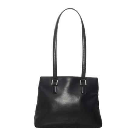 Chanel Vintage, Pre-owned Tote Bag Leather Calf France Zwart, Dames, Maat:ONE Size