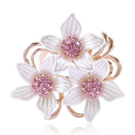 Brosche Pin Stilfulde Blomster Brosche med Skabt Krystal 17.6g