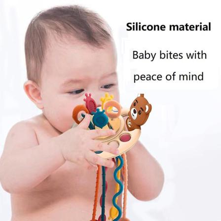 Bläckfisk Dragsnöre Silikon Sensoriska Leksaker För Toddler Jul Rosa Gris