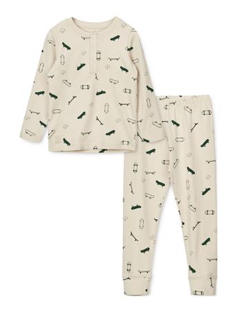 Wilhelm Printed Pyjamas Set Pyjamas Sett Hvit Liewood*Betinget Tilbud