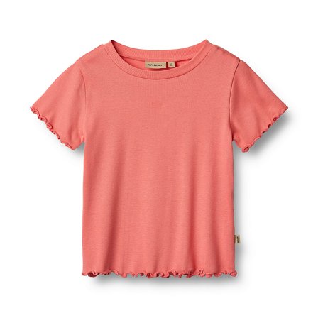 WHEAT Rib T-Shirt Short Sleeve Irene Light Coral Str 122/7 år, Tøj & Bolig, Børnetøj, Børneundertrøjer