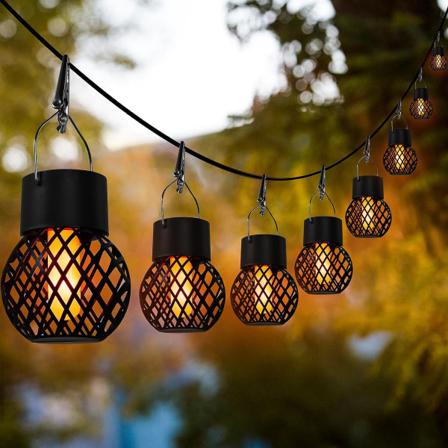 8 kpl aurinkokäyttöisiä riippuvalaisimia ulkokäyttöön, 6 LED, vedenpitävä IP65, lämmin